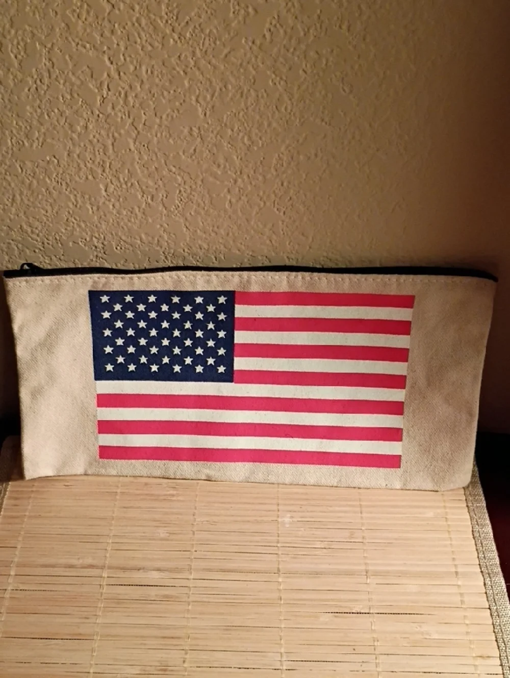 Canvas American Flag Zipper Pouch - Red, White & Blue